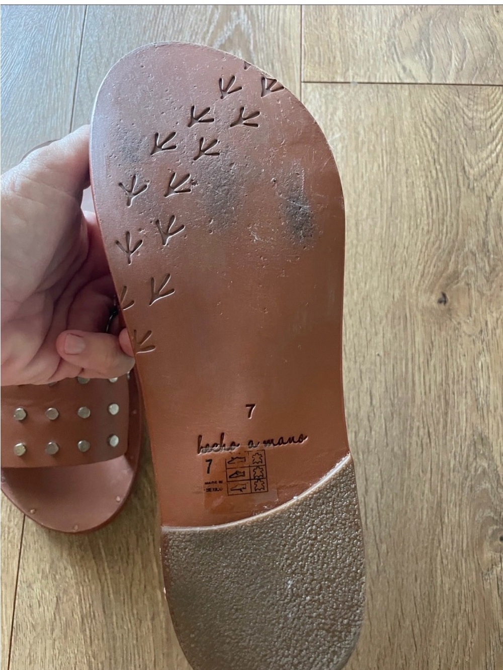 Beek “Lovebird” Anthropologie Studded Slides -  Brown - Size 7 - Picture 4 of 5